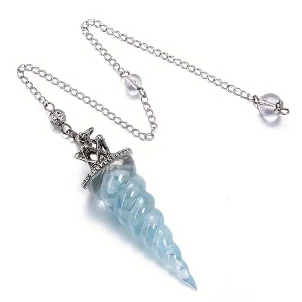 Aquamarine Spiral Pendulum